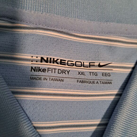 Nike Golf Shirt Mens XXL Dri Fit Polo Shirt Collar Vent Blue Logo Tatum Ranch - Picture 3 of 9